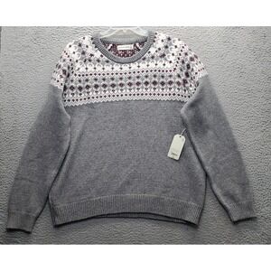 Mutual Weave Sweater Men XXL Multicolor Fair Isle Detail Thick Knitted Crew Neck